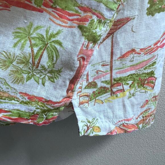 Cynthia Rowley Tropical 100% Linen Button Up Beachy Top Womens XL Vacation Blues - Picture 9 of 9